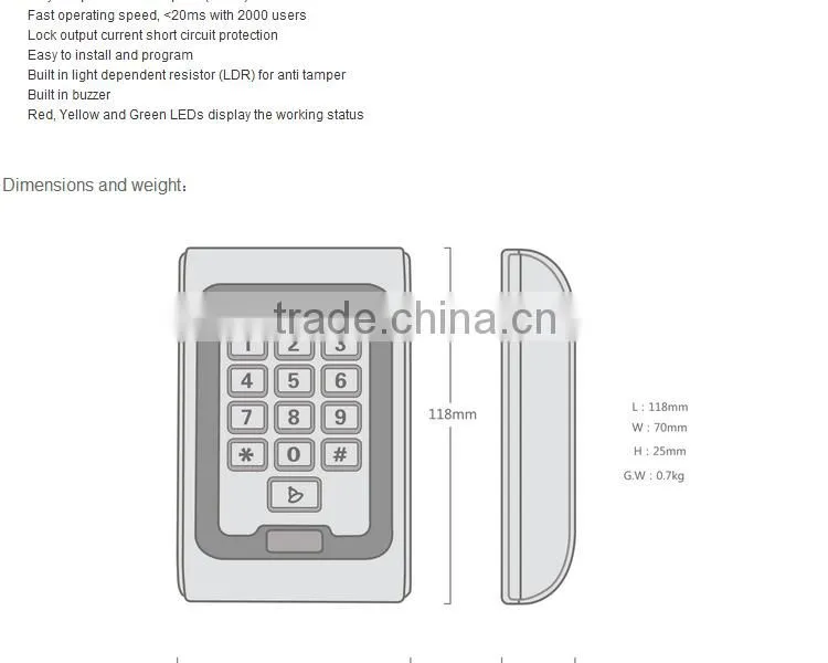 access control door access control system access control keypad OCS-K8