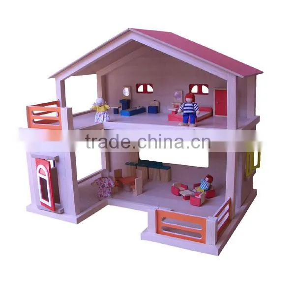 assembly happy family wooden doll house for children