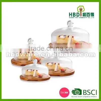 Hot selling bamboo cheese board with plastic dome