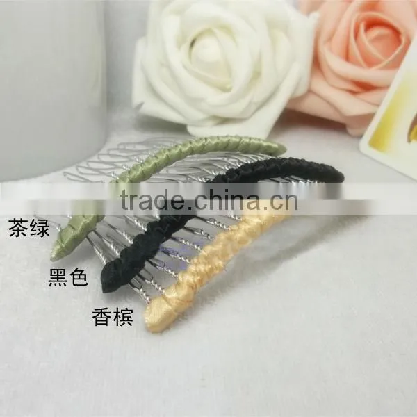 Elegant Girl Cute Flower Metal Hair Comb Wrapped Ribbon Mixed Colors