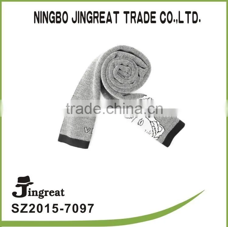 2015 style gray embroidered custom cotton men scarf
