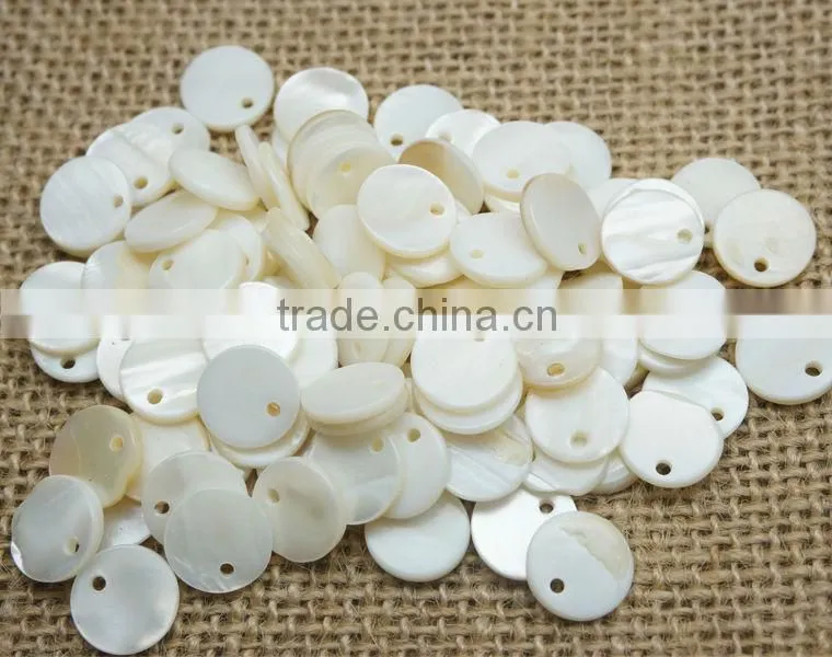 Single One Hole Natural White River Shell Bead Button as Accessory