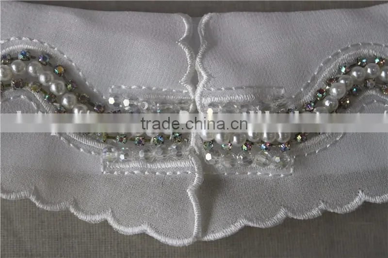 tulle detachable collar with rehinestone, lady collar with white pearl, fashion lady collar 2016