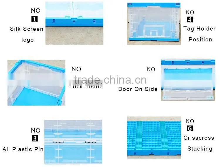 Durable foldable collapsible euro hard plastic crate with cover