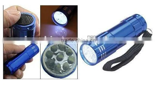 9leds aluminium flashlight