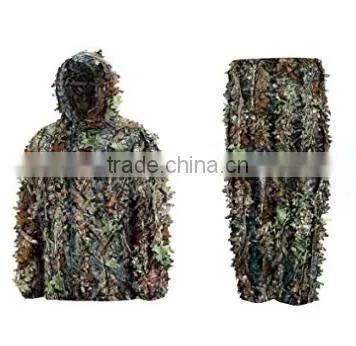 Mens High Quality Natural Hooded Camouflage Leafy Hunting Suit