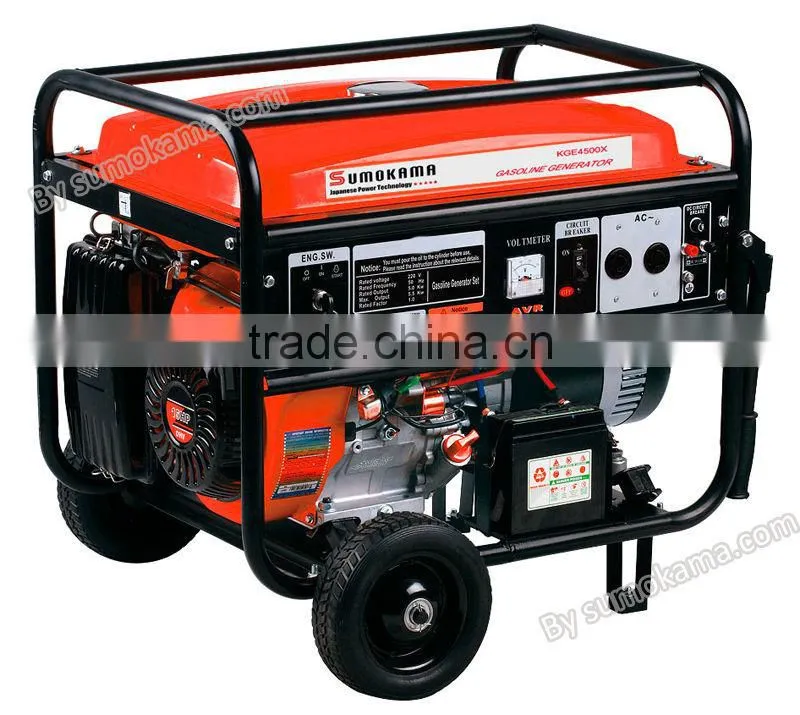 5KW KGE6500 power by 13HP gasoline engine KG390 small portable manual air cooled generating