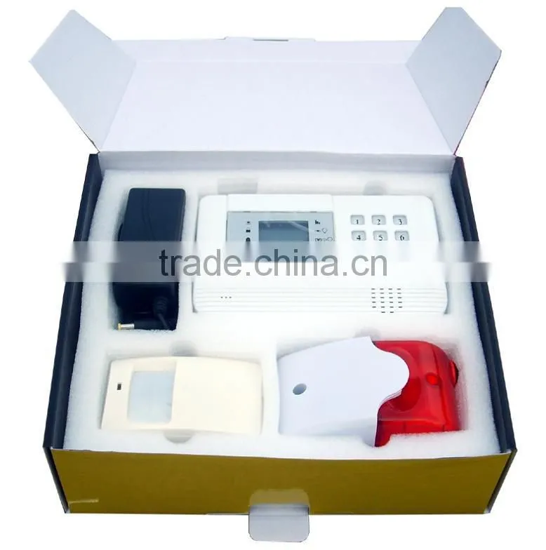 Hot product! GSM Security Alarm with 16 wireless zone with PIR detector, door sensor, siren with two way communicate