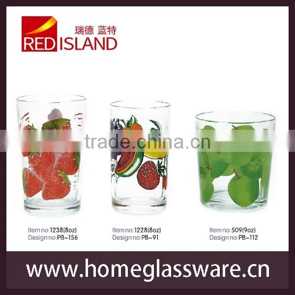 8oz decal fruit juice glass cups