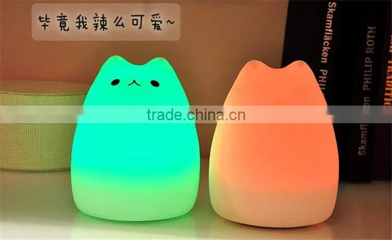 Colorful animal silicone Nightlight USB charging Nightlight Color changing cartoon colorful lamp Cat desk lamp
