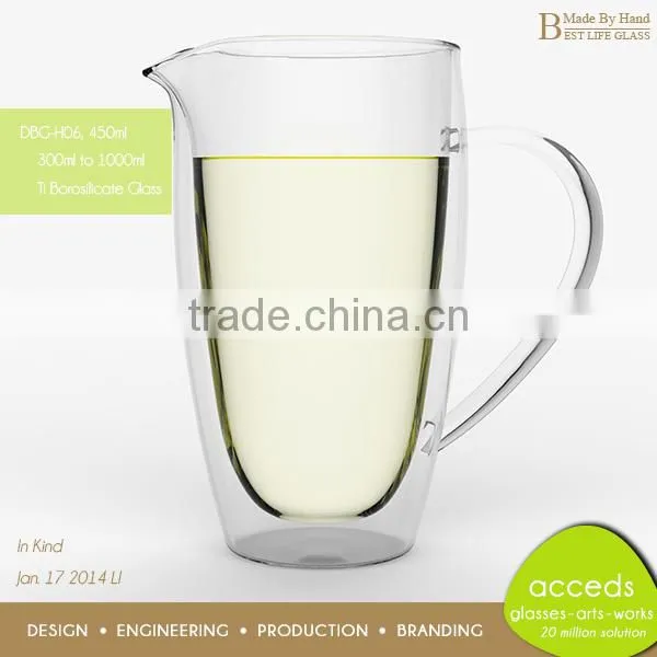 Hand Made Stylish Clear Pyrex Glass Jug / Drinking Jug