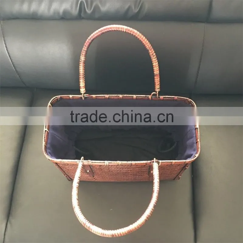 Vietnam bamboo weaving beautiful tote bags with cotton lining
