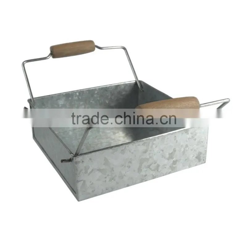 Set of 3 galvenized metal serving tray