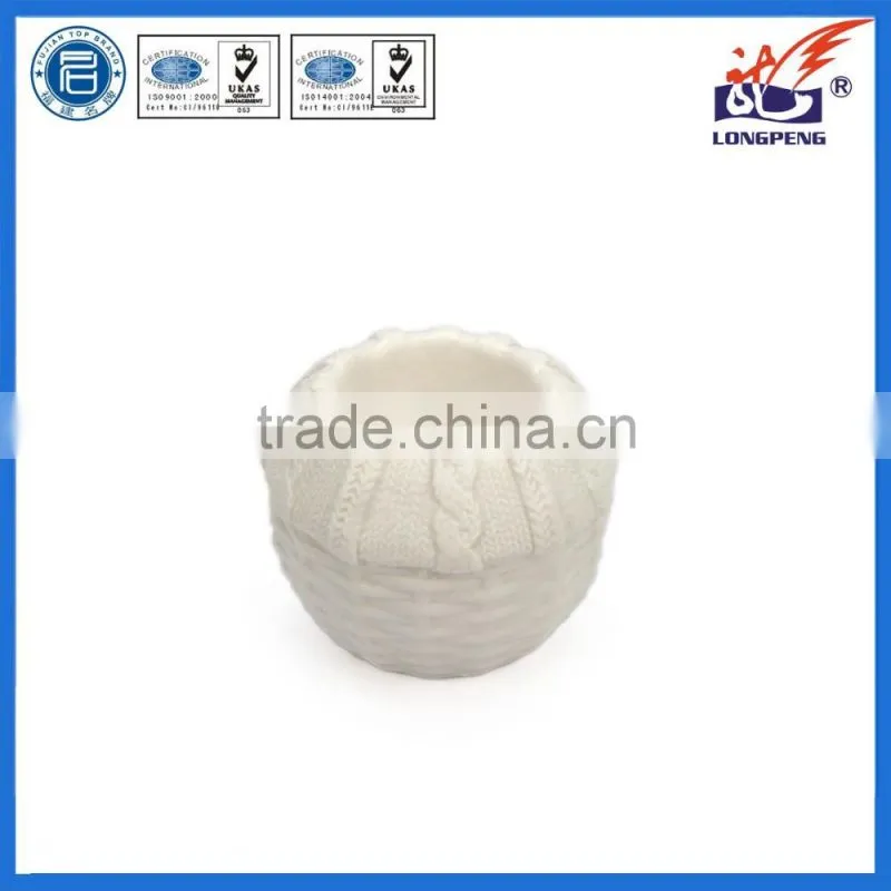 Eco-Friendly Elegant White Knitted Ceramic Candle Holders