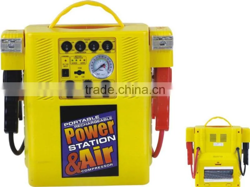 Three MultiFunction China Product Yellow Color Jump Start With Air Compressor and Spotlight
