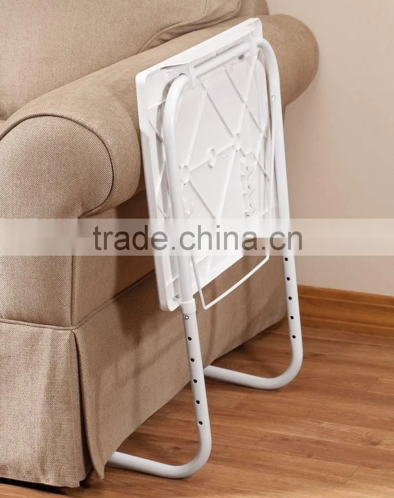 Indoor Durable White Adjustable Folding Tray Table