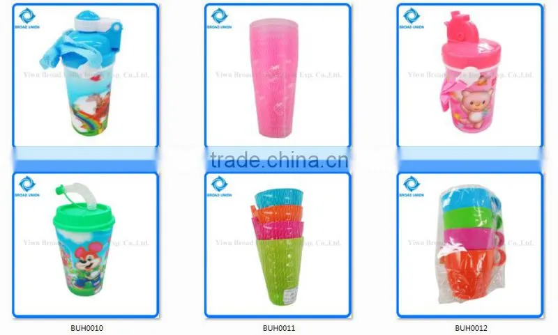 4PC Pure Colorful Plastic Water Cup Set