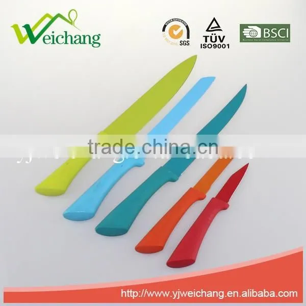 WCK001C 6 pcs set Kitchen Knives with scissors and holder stainless steel blade with PP handle Wholesale