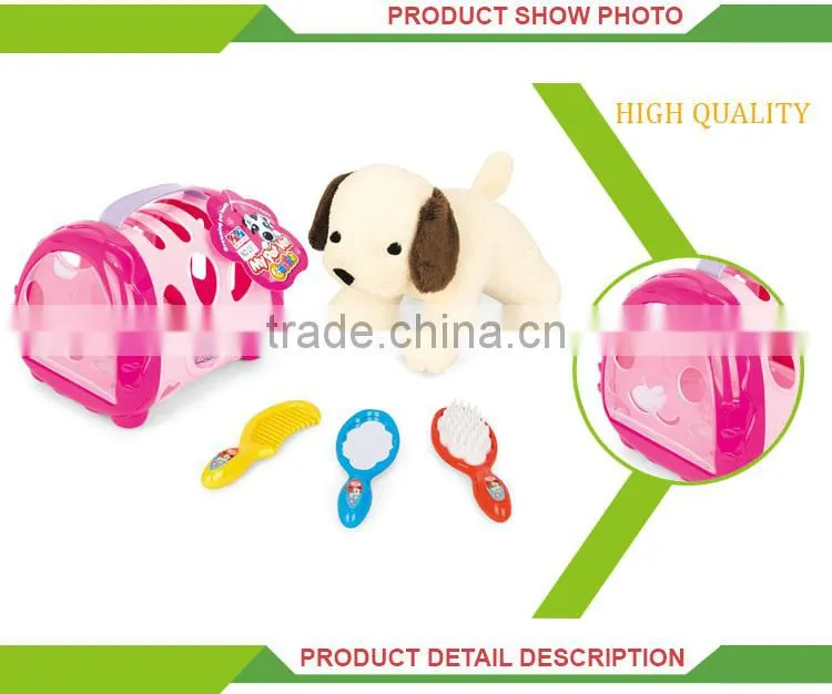 Funny indoor play set plush pet dog house toy kids gift wholesale
