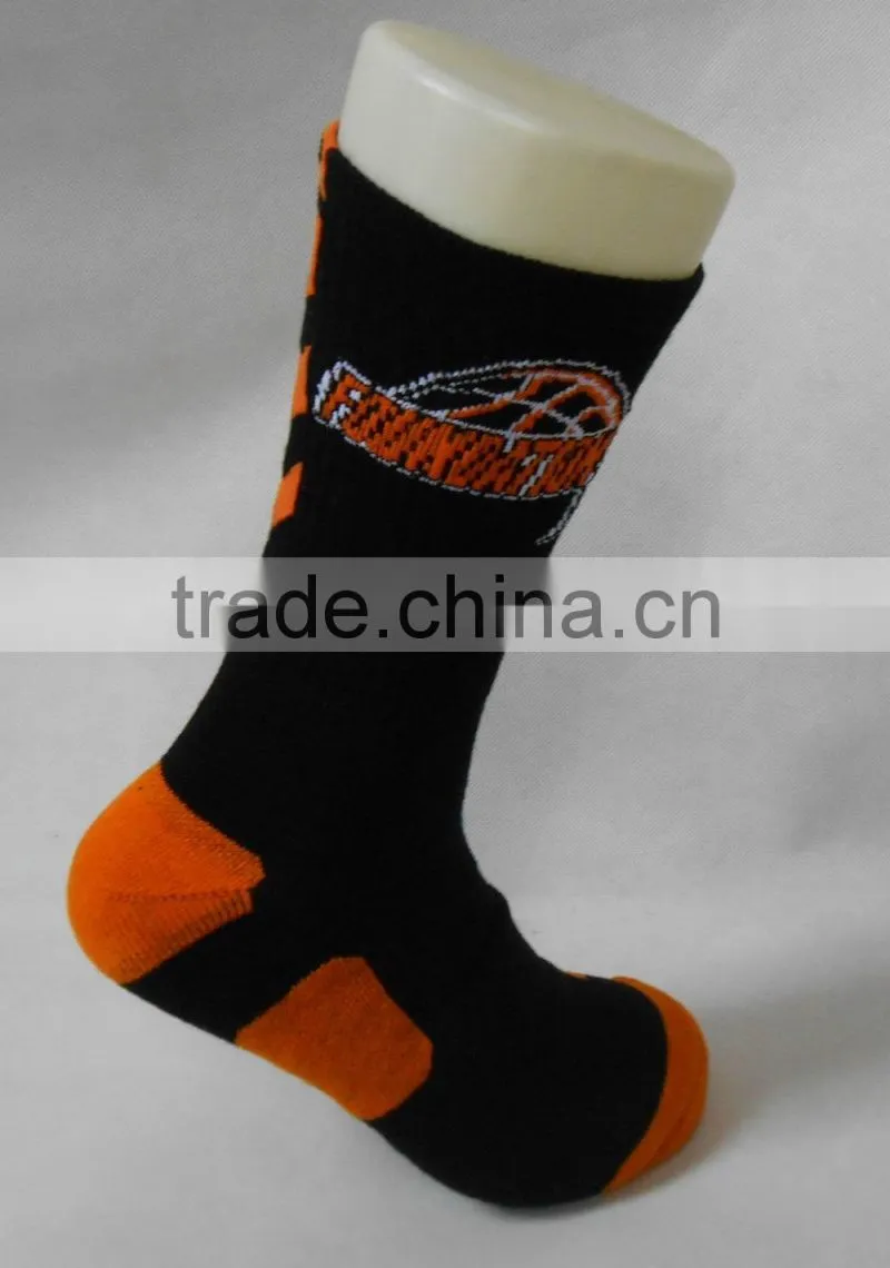 Custom OEM whole sale black elite basketball socks