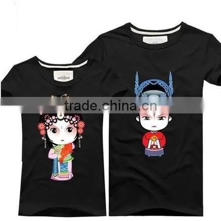 Cute couple cotton t-shirt cheap promotional custom your logo printing
