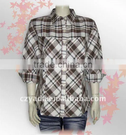 Lady fashion shirt dyed yarn women shirt