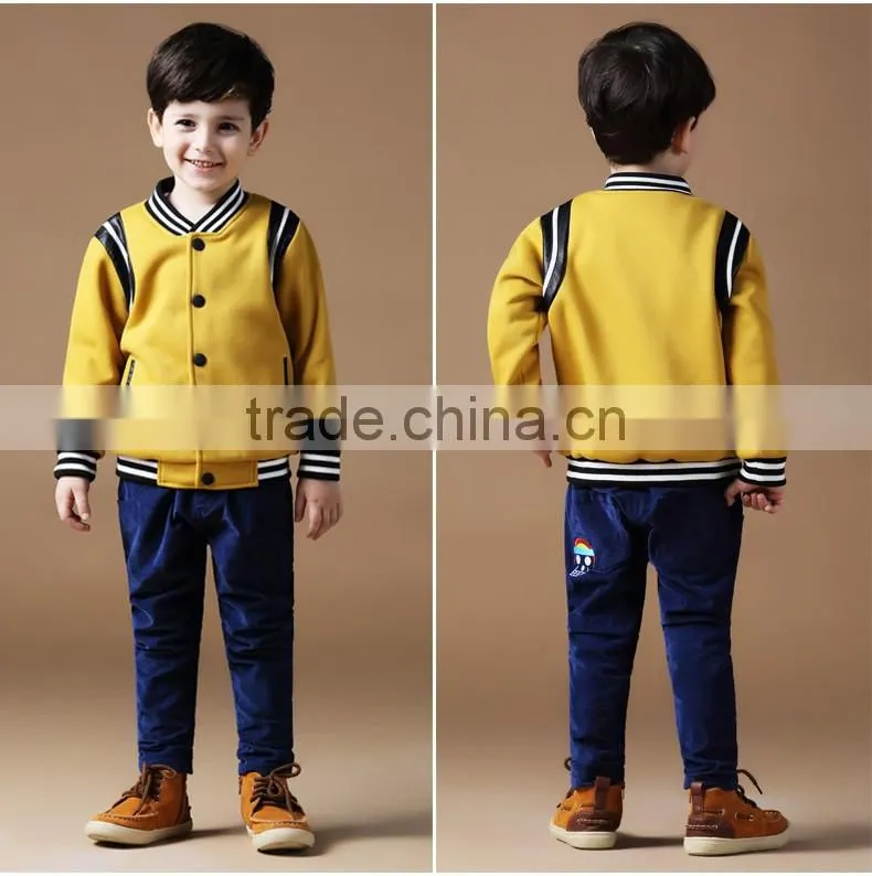 children boys striped sleeve and hem fleece jacket