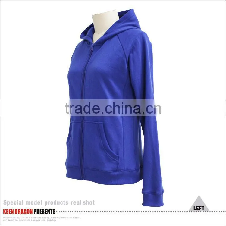 Plain Blue Cotton Hoodies New Apparel Custom Zipper -up Gym Hoodies