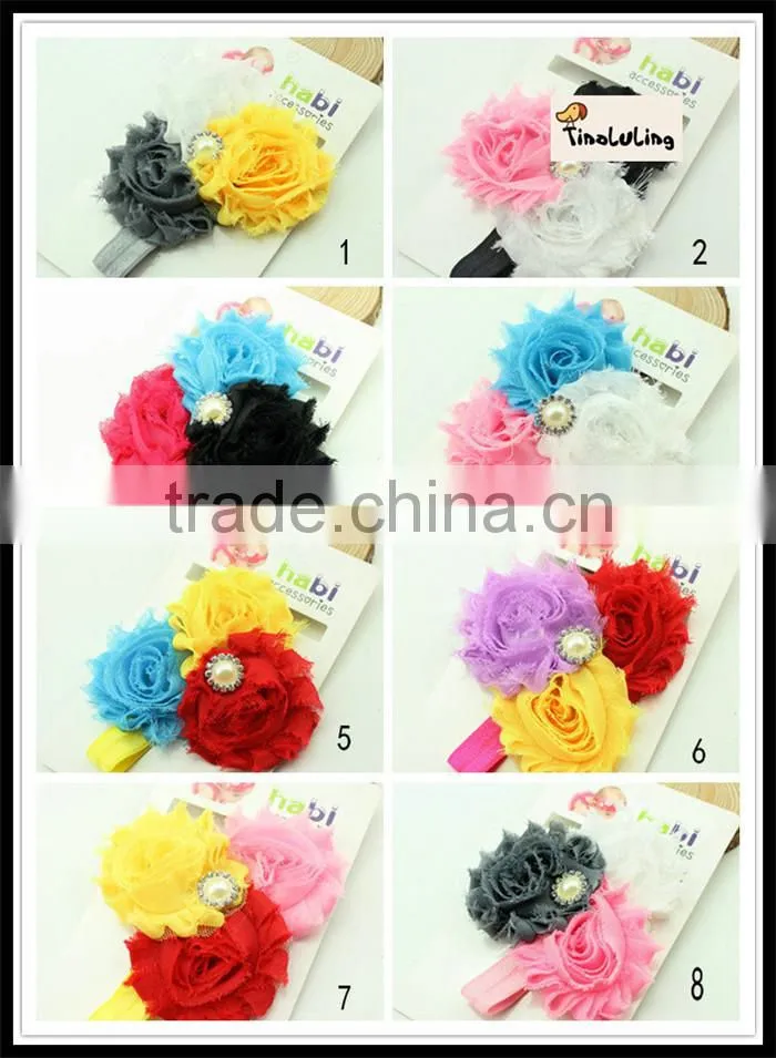 white black pink flowers baby hairband headwear 1.5X 36cm TLLC-49