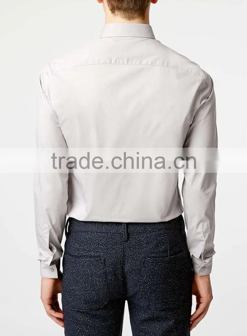 slim fit light Grey Long Sleeve Stretch Smart Shirt