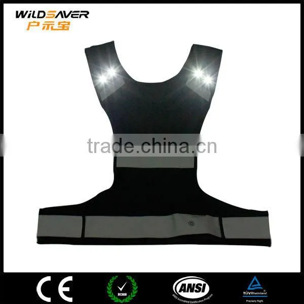 Flashing LED safety black mesh vest light up at night