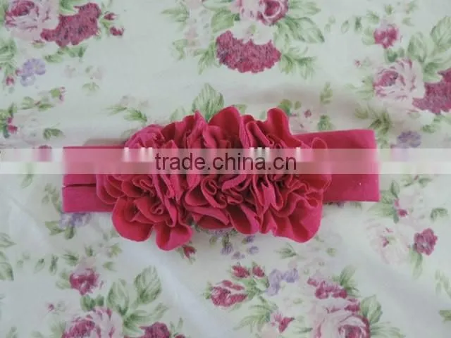 Lovely Baby Girls Hair Accessories Three Flower Elastic Headband Many Solid Colors Choice