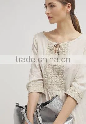 Basic hand lace casual cotton dress design for pregnant woman