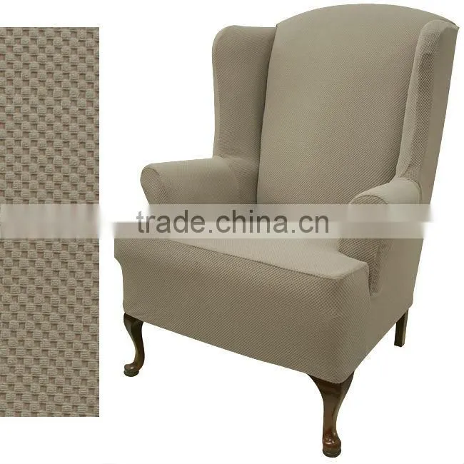 stretch pique warm maroon wingback slipcover