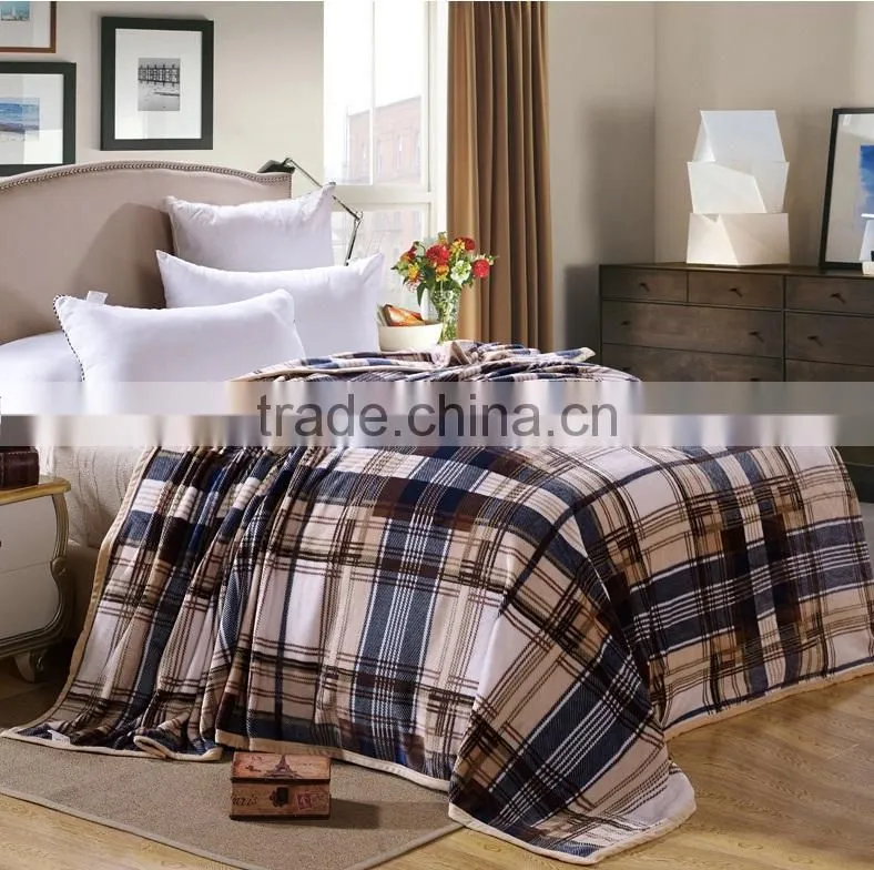 Factory Wholesale Simple Plaid Waffle Coral Fleece Blanket/ Sheet