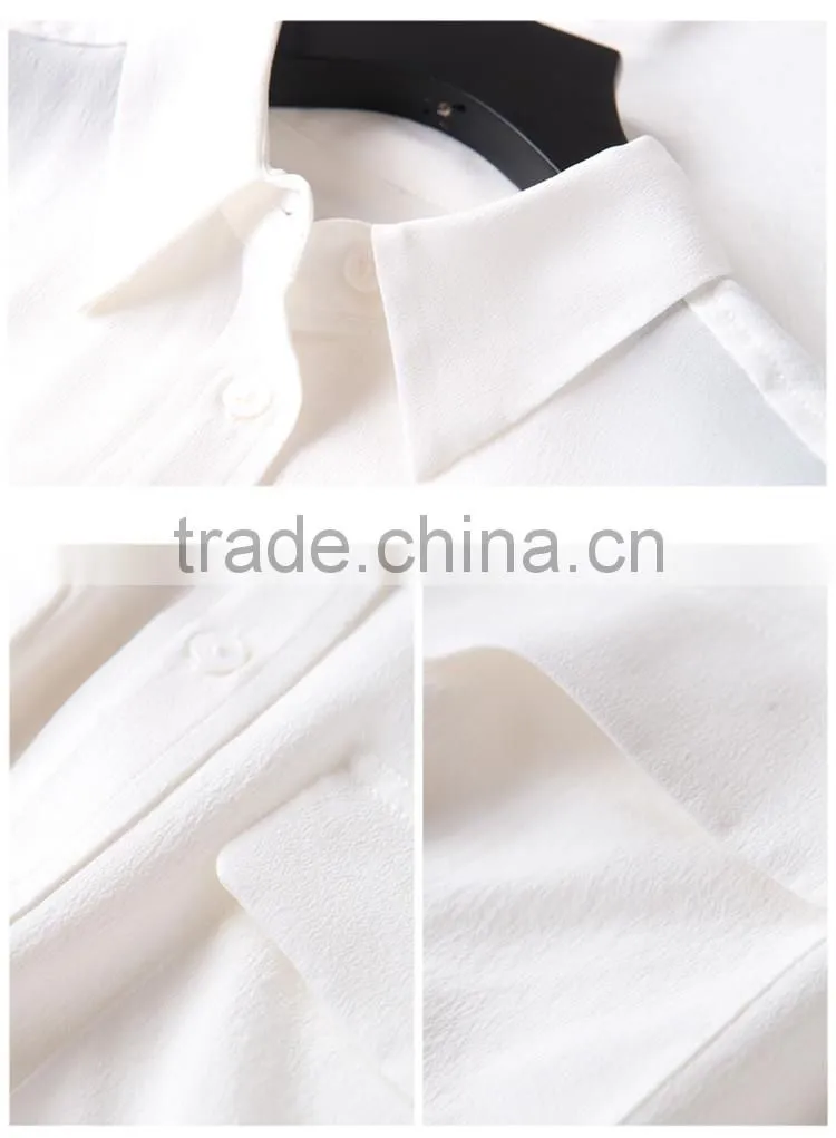 High end Womens 100% silk short sleeve plain formal Blouse