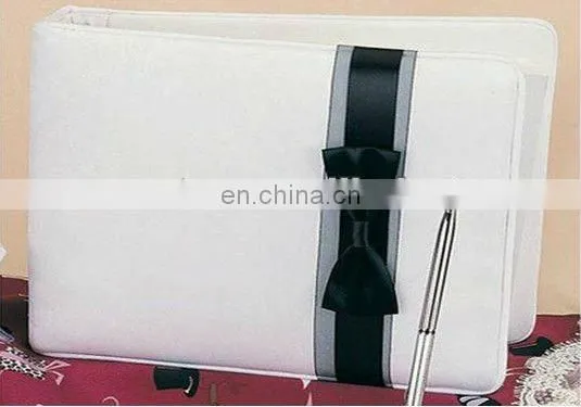 Black bow-knot design satin guest book wedding gift decoration wholesale