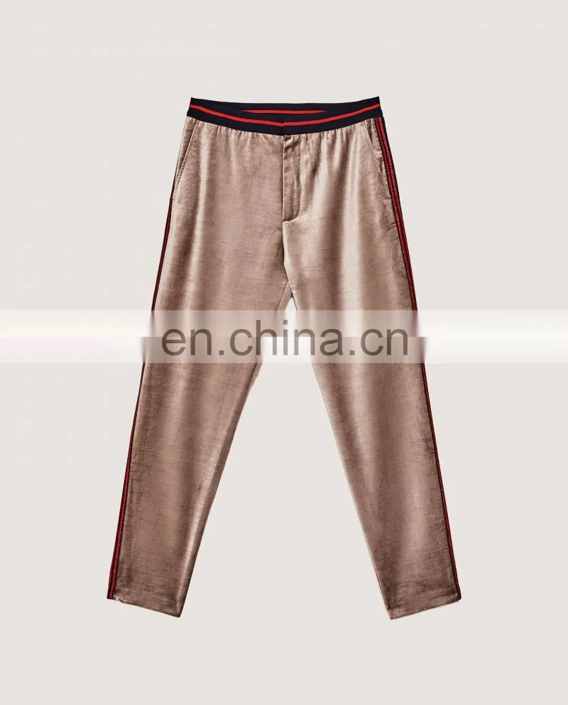 Wholesale Dongguan Custom Man Casual Velvet Trousers With Side Stripes