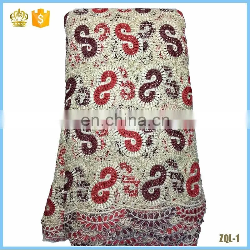 2016 Cheapest guipure lace fabric, high quality african cord lace fabric with stones L16022202