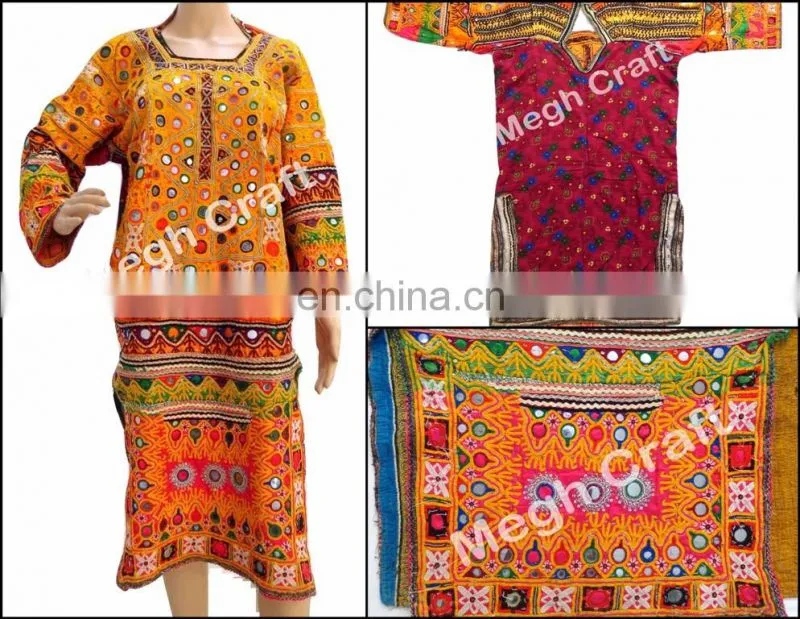 Kuchi Afghan Dress Top - Afghani Costume Banjara Mirror Work Tunic Top - Tribal Hippie Style Costume Dress
