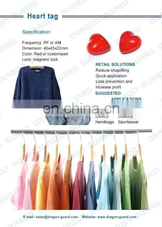 EAS Deactivate Supermarket retail security tag with red heart pattern (CE/ISO)