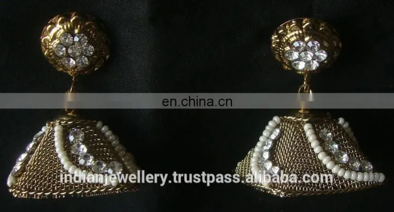 Indian Jewelry Jhumka Earrings, Big jhumka, Gold silver plated earrings Manufacturer