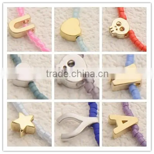 2015 fashion jewelry seed bead bracelet with alloy letter charm bracelet