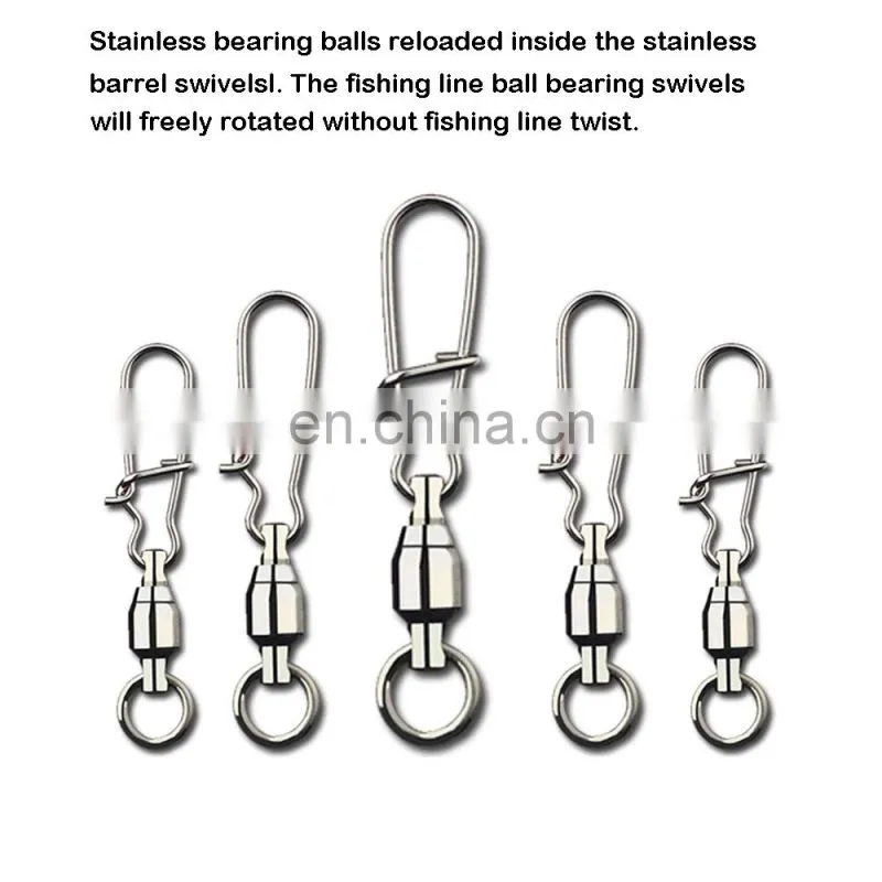 JOHNCOO Wholesale Bulk 0# 1# 2#3# 4# 5# 6# Stainless Steel Fishing Ball Bearing Rolling Swivels Fishing Accessory