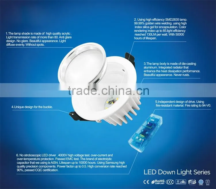 Smd2835 12w led downlight/12 watt led downlight/led downlight 12w