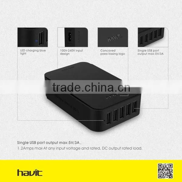 HAVIT 40W 5 port 6A with smart IC USB charger