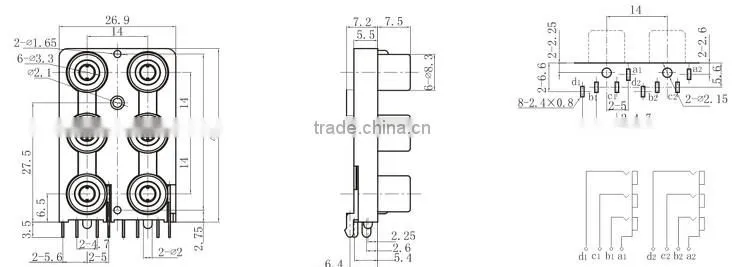 6 holes rca pin connector