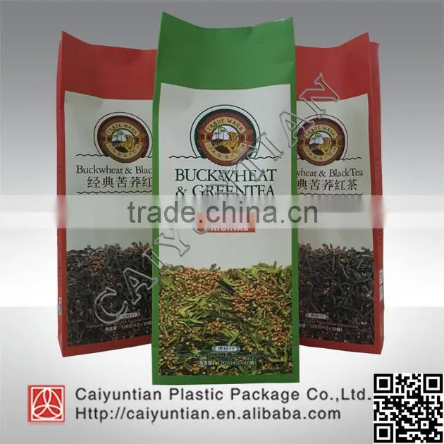 Hot seal plastic tea packaging bags,flat bottom packaging tea bag