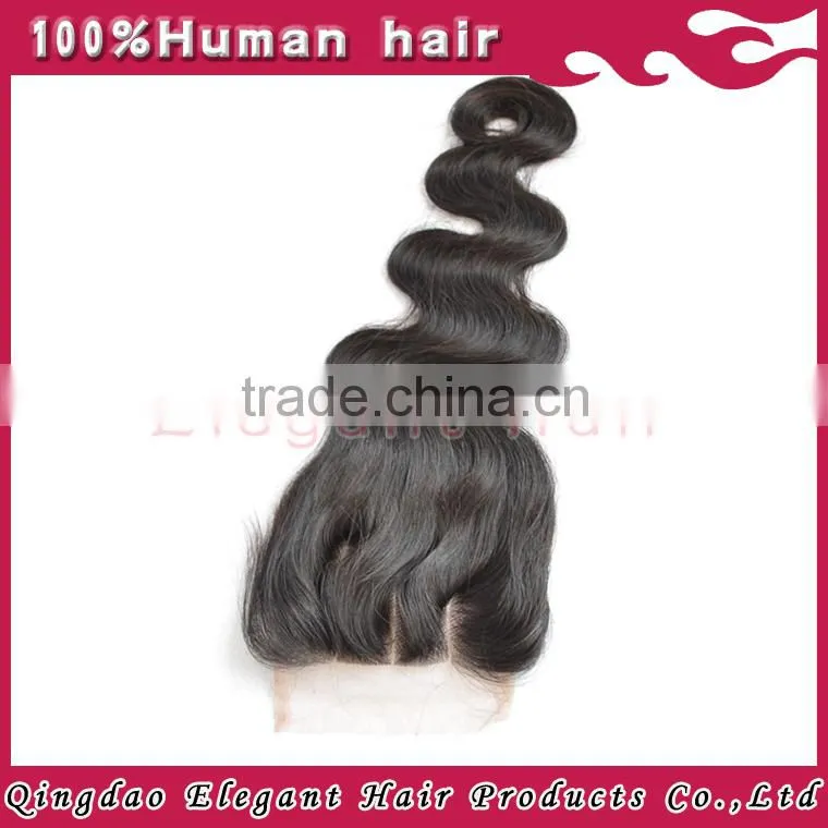 In stock best quality factory directly three parting body wave brazilian human hair lace closure