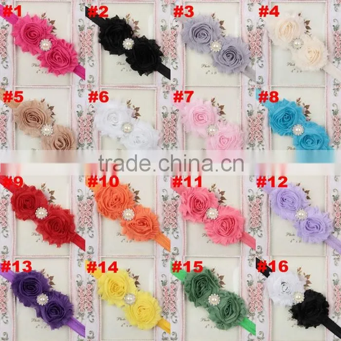 manufactory wholesale baby hair band flower rough selvedge children hair accessory with pear